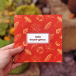 Load image into Gallery viewer, Say hello to our &#39;gourd-geous&#39; greetings card, perfect for sending to your nearest and dearest this Autumn! Complete with kraft paper envelope and blank inside for your message - each of our cards arrives packed in a sealed compostable bag.
