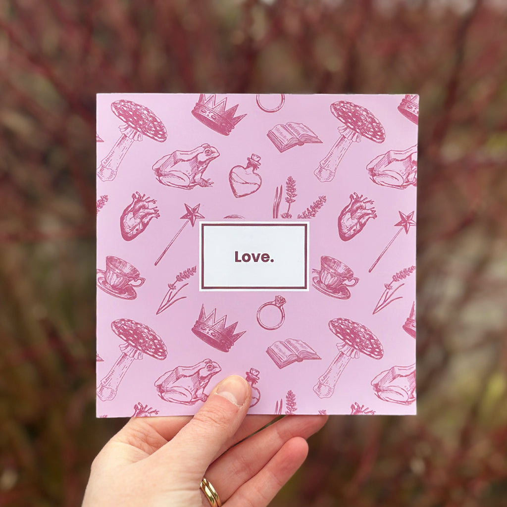 Show your affection with stationery! Our 'Love' greetings card is the perfect year-rounder! Valentine's, Galentine's, Birthdays, Weddings and anniversaries, this quirky card is the perfect addition to our greetings card collection. Complete with kraft paper envelope and blank inside for your message - each of our cards arrives packed in a sealed compostable bag.