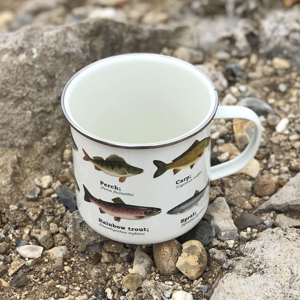 We are in love with our ecology enamelware mugs - This one is perfect for the fisherman in your life, or for your own adventure! Whether it's a weekend away, to brighten up the kitchen or as a gift, these mugs are a perfect eco-friendly alternative to disposable cups. Embrace nature with this enamel mug with all over fish print. Enjoy at home or out and about with these versatile mugs, available in a range of styles!