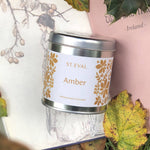 Load image into Gallery viewer, Part of the St. Eval Folk Collection, Amber is soft, warm and subtly honeyed with notes of almond and musk. A perfectly balanced sweeter candle - A sumptuous scent which conjures up Winter warmth, or perfect for cozy everyday relaxation.
