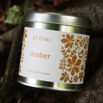 Load image into Gallery viewer, Part of the St. Eval Folk Collection, Amber is soft, warm and subtly honeyed with notes of almond and musk. A perfectly balanced sweeter candle - A sumptuous scent which conjures up Winter warmth, or perfect for cozy everyday relaxation.
