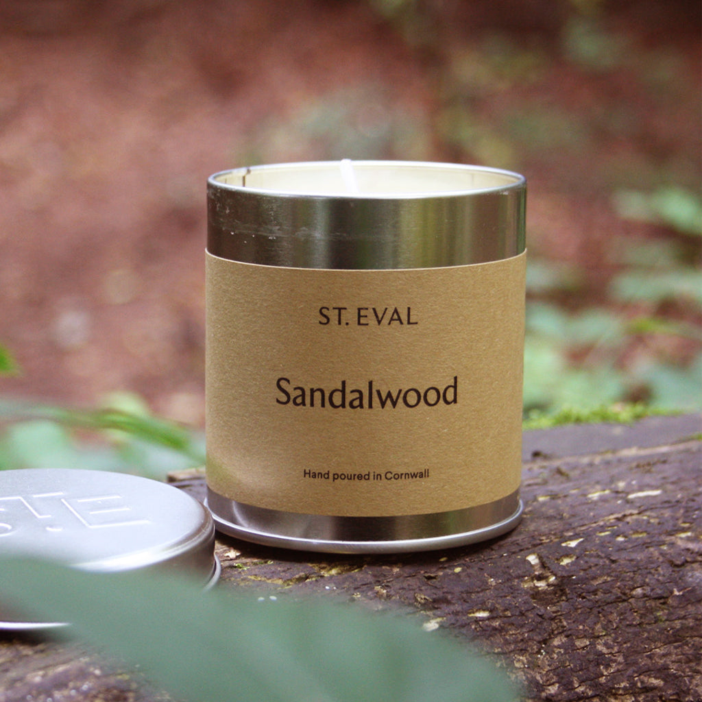 Our St. Eval Sandalwood candle evokes the feeling of an ancient woodland, earthy and rich, the scent of warm musk helps you to relax and unwind. Soft and sweet, let the scent fill your home and help you unwind with nature. A treat in a tin.